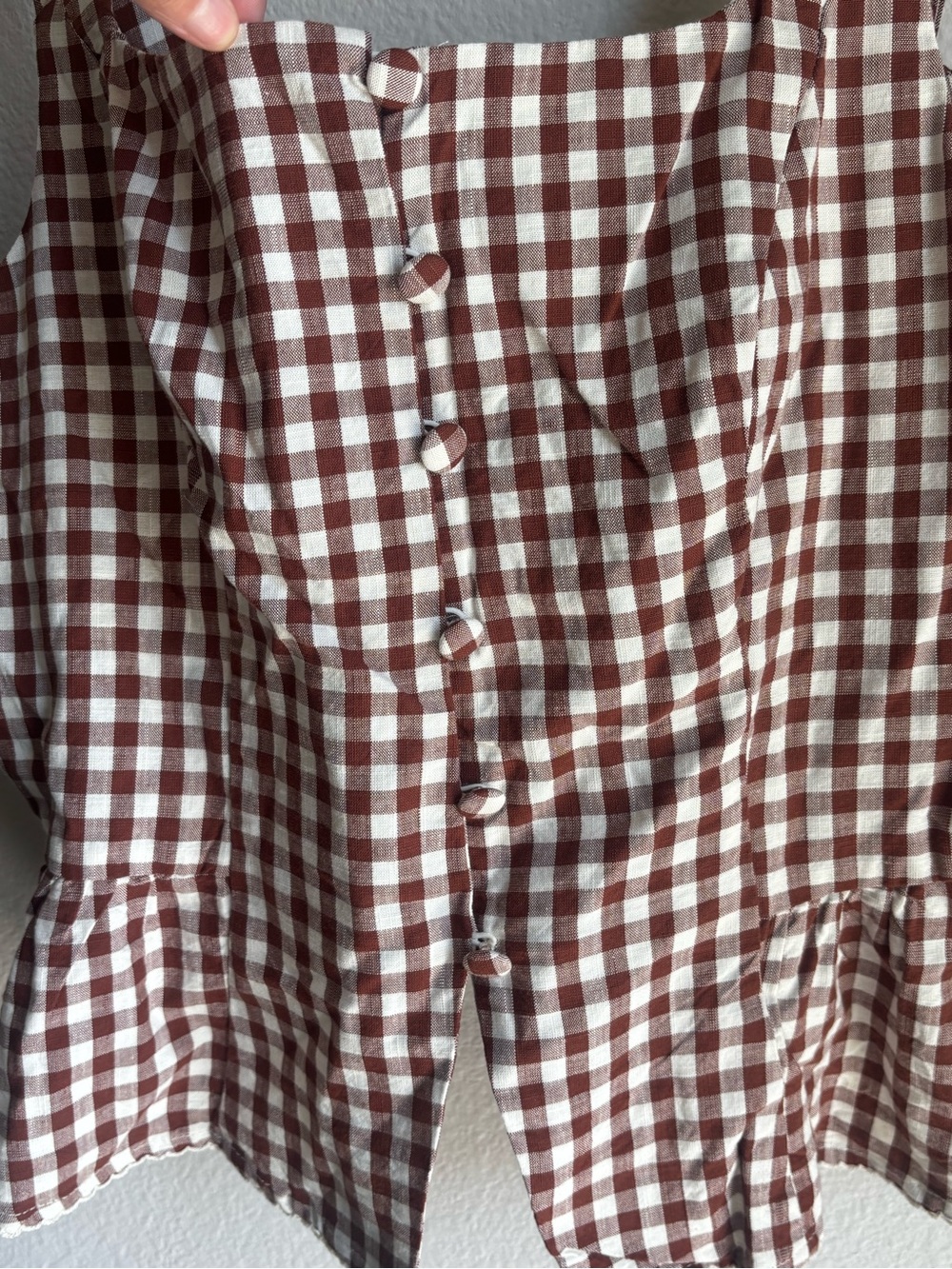 Brown Gingham Square-Neck Top - A New Day - Picture 3 of 6